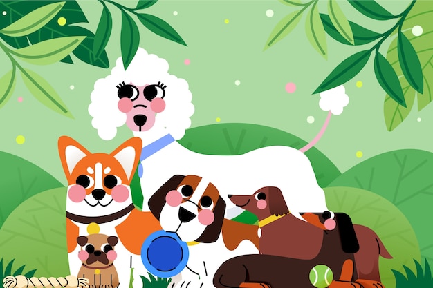 Ilustração de cão de desenho animado desenhada à mão