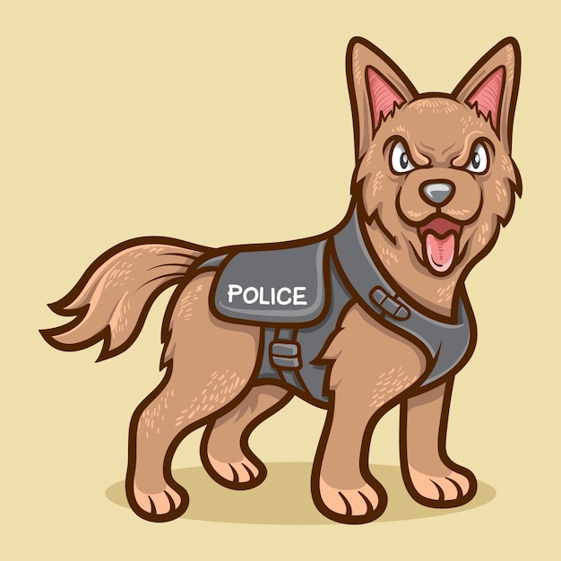 Ilustração de cão policial fofo