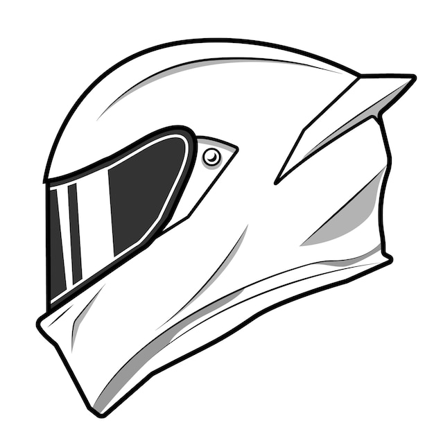 Vetor ilustração de capacete de moto preto e branco