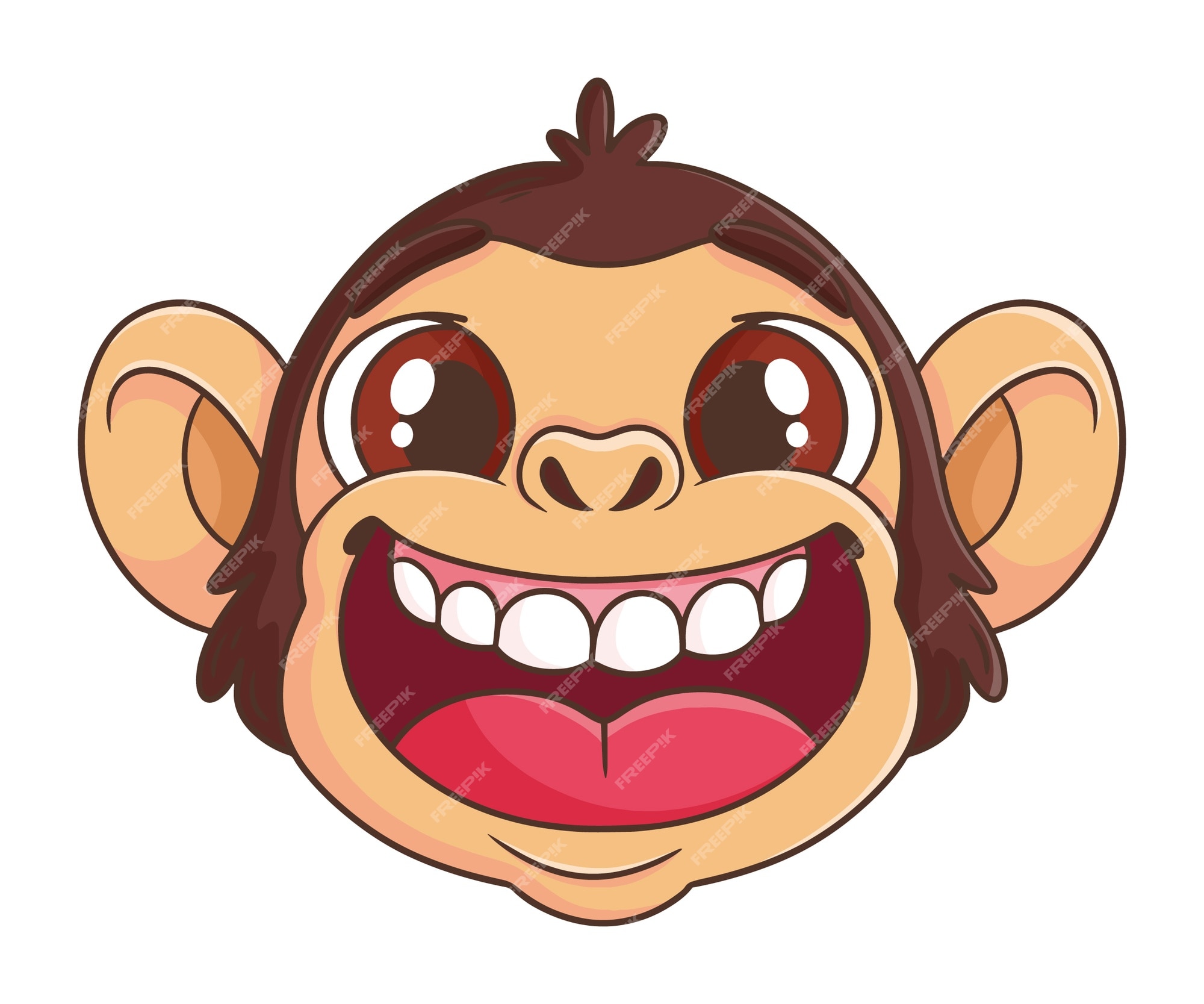 Macaco feliz desenhos animados desenhados à mão personagem fofo clipart  crianças ilustração desenho simples