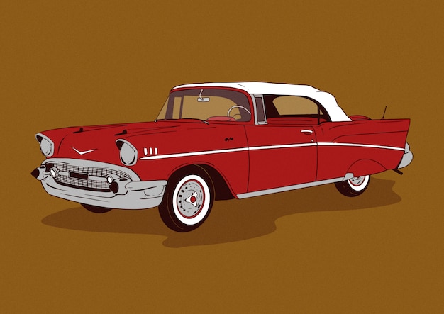 Ilustração de carro clássico vermelho