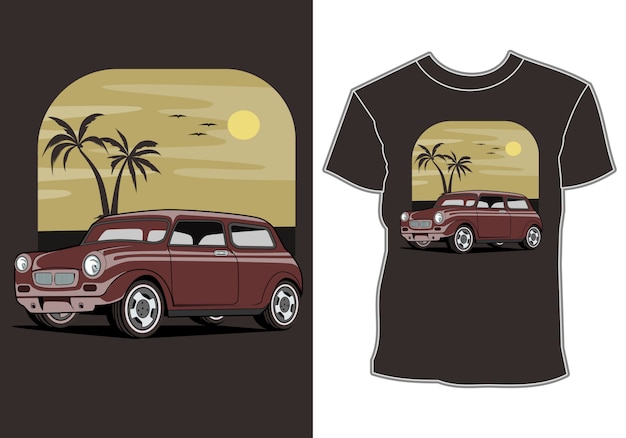 Ilustração de carro, design de t-shirt