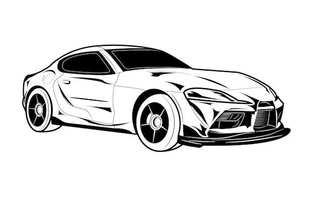 Vetor ilustração de carro esportivo preto e branco