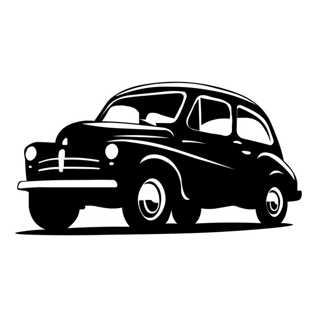 Vetor ilustração de carro retrô preto em fundo branco