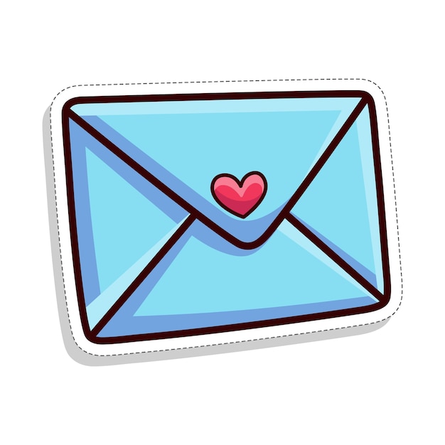 Ilustração de carta de amor de adesivo de tema de amor vetorial gratuito