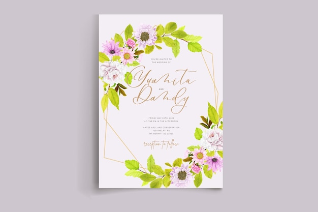 Ilustração de cartão de convite de casamento floral