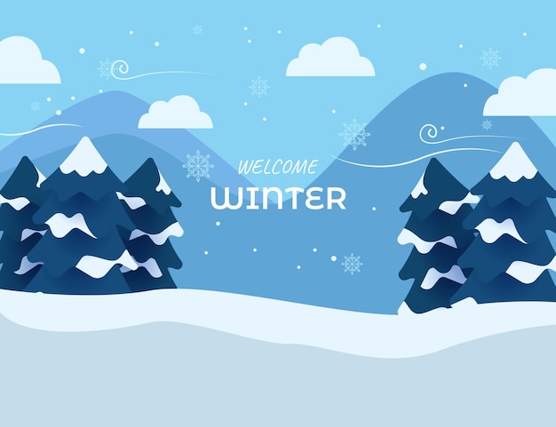Ilustração de cartão de inverno plana
