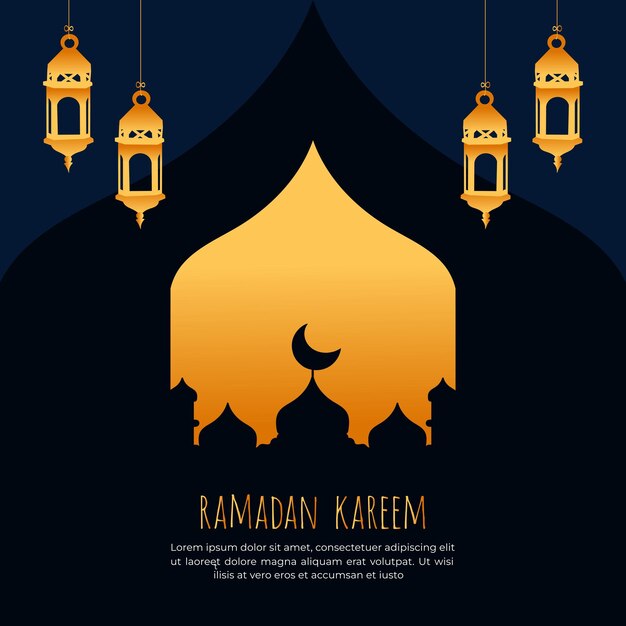 Ilustração de cartão de saudação ramadan kareem desenhada à mão