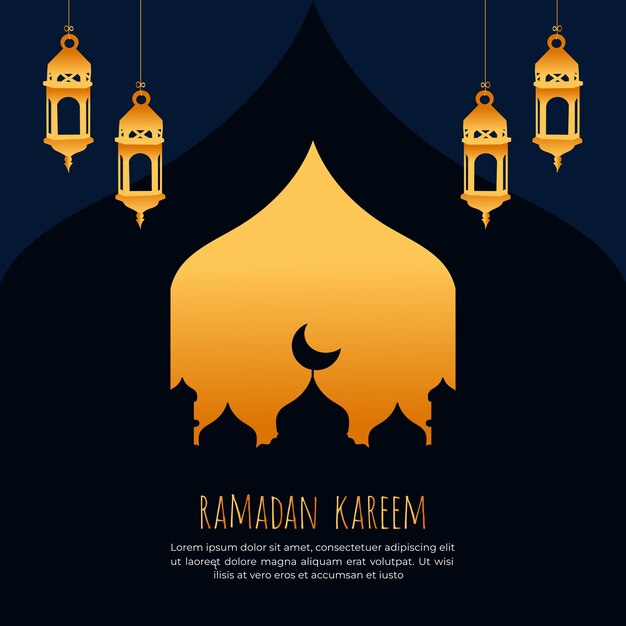 Ilustração de cartão de saudação ramadan kareem desenhada à mão