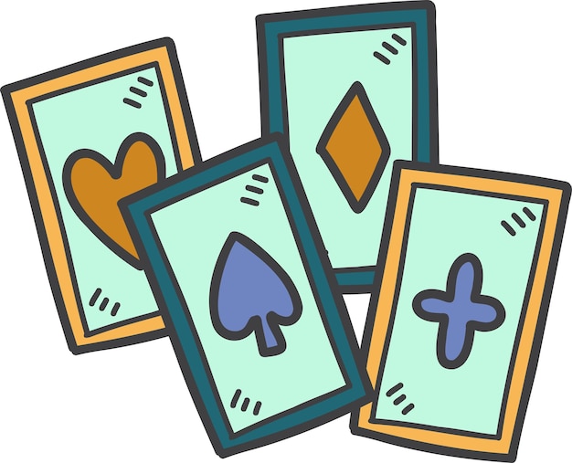 Vetor ilustração de cartas de baralho desenhadas à mão