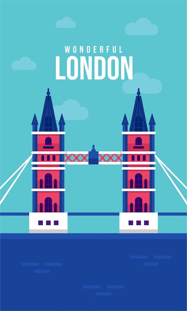 Vetor ilustração de cartaz plana da ponte de londres