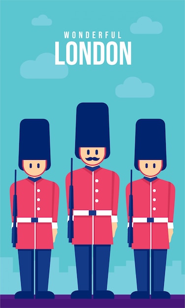 Vetor ilustração de cartaz plana do exército de londres