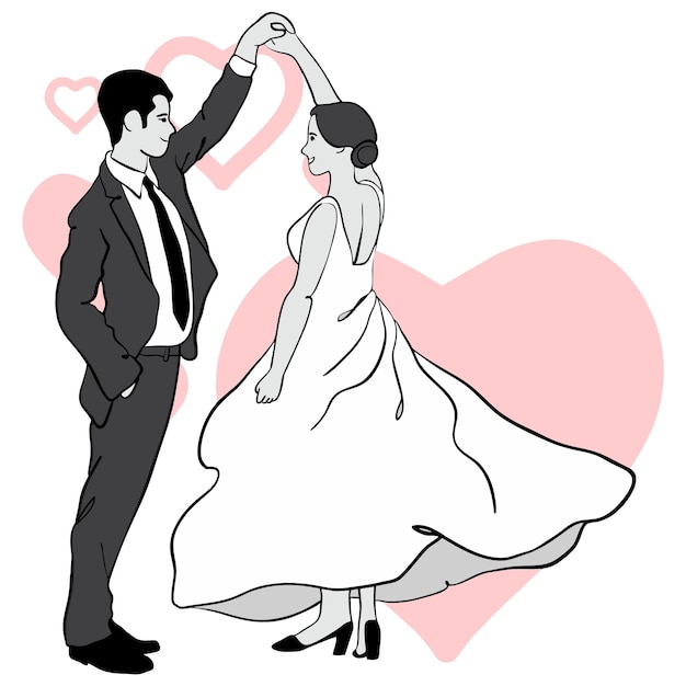 Vetor ilustração de casal de casamento