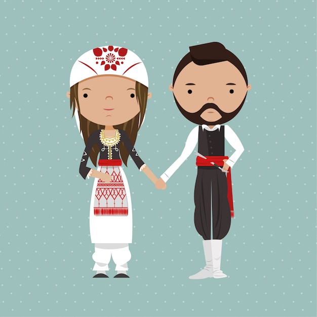 Ilustração de casal tradicional casamento grego