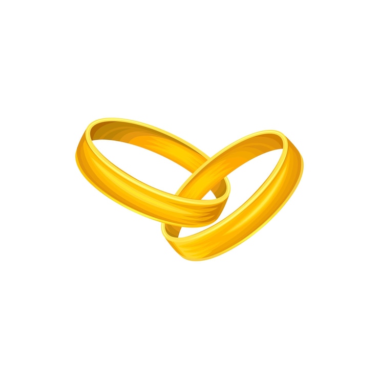 Vetor ilustração de casamento com dois anéis de ouro clássicos simples para esposa e marido objetos isolados fundo de férias salve a data vetor detalhado