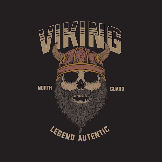 Ilustração de caveira com vetor premium de fantasia de viking