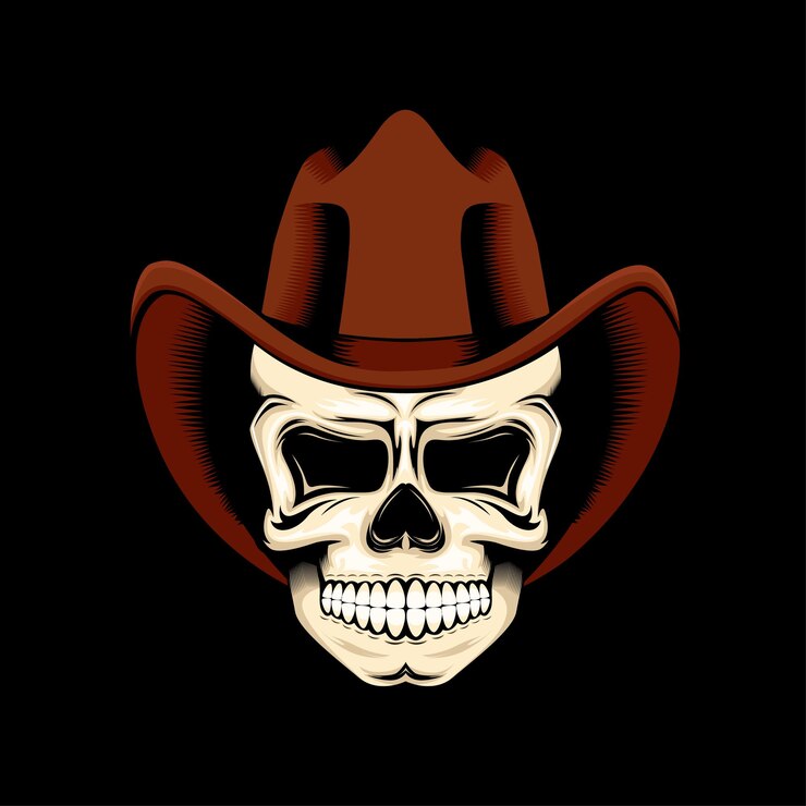 Vetor ilustração de caveira de cowboy