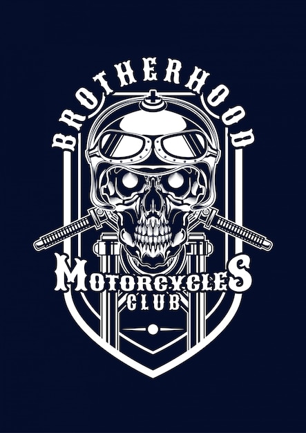 Ilustração de caveira de moto para t-shirt