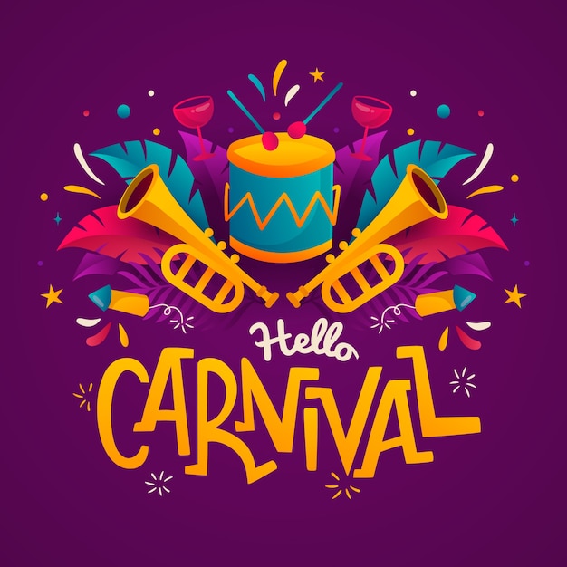 Vetor ilustração de celebração de carnaval gradiente