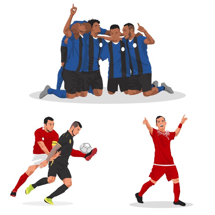 Vetor ilustração de celebração de futebol de design plano