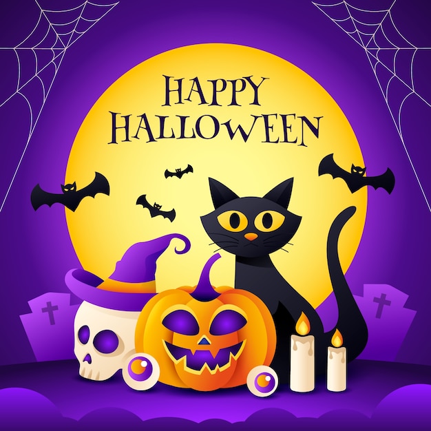 Ilustração de celebração de Halloween em gradiente