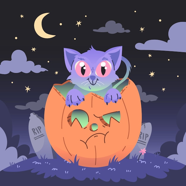 Vetor ilustração de celebração de halloween plana