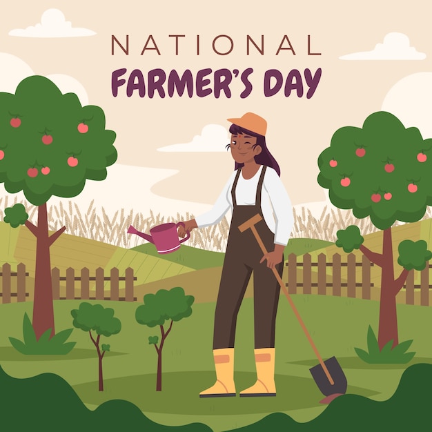 Ilustração de celebração do dia do agricultor plana