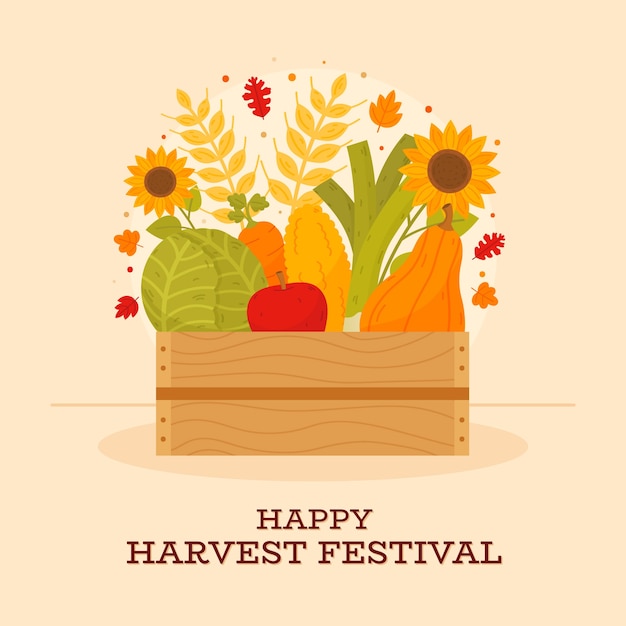 Vetor ilustração de celebração do festival de colheita plana