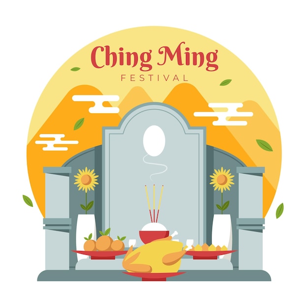 Ilustração de celebração do festival flat ching ming
