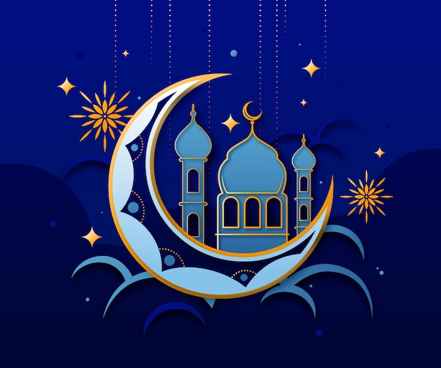 Ilustração de celebração do ramadã de estilo de papel