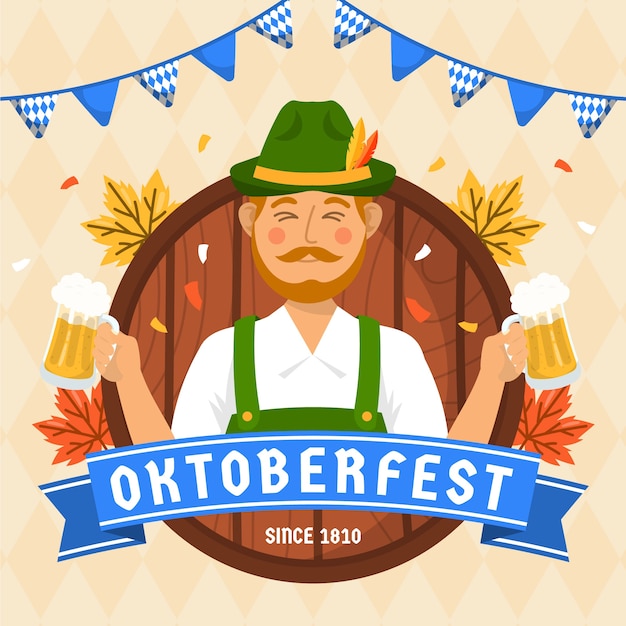 Ilustração de celebração plana da oktoberfest