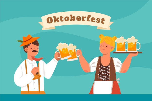 Ilustração de celebração plana da oktoberfest