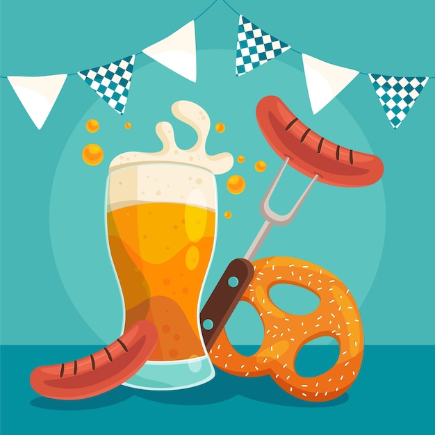 Ilustração de celebração plana da oktoberfest