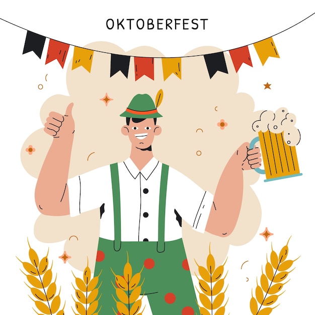 Vetor ilustração de celebração plana da oktoberfest