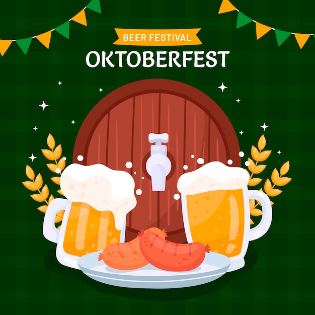 Ilustração de celebração plana da oktoberfest