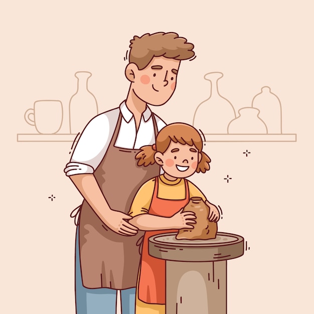 Ilustração de cerâmica desenhada à mão
