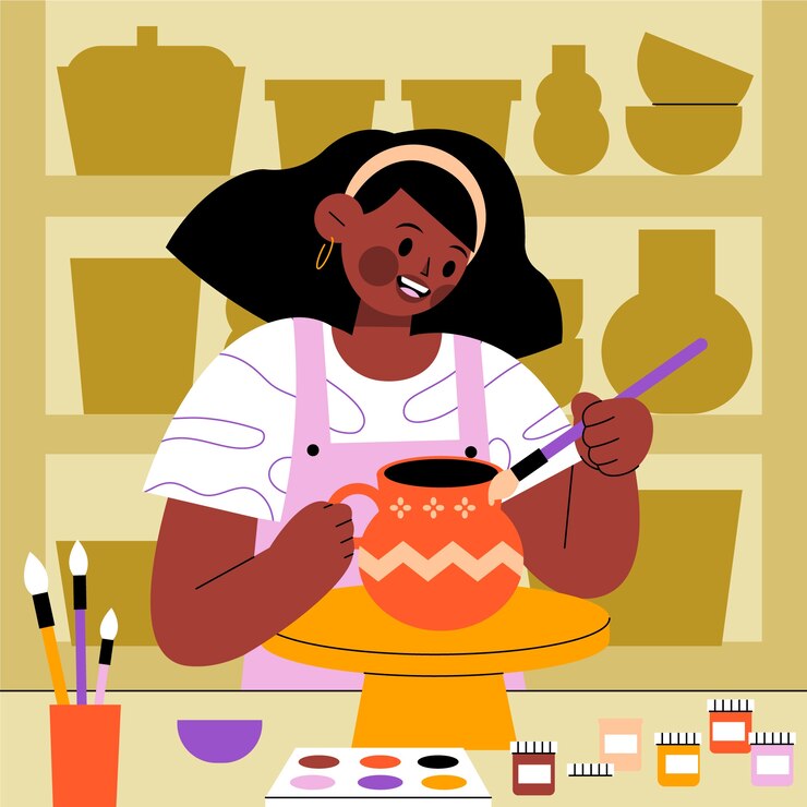 Vetor ilustração de cerâmica desenhada à mão