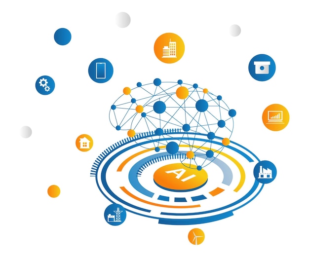 Vetor ilustração de cérebro artificial para tecnologia avançada