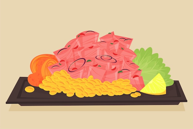 Ilustração de ceviche desenhada à mão