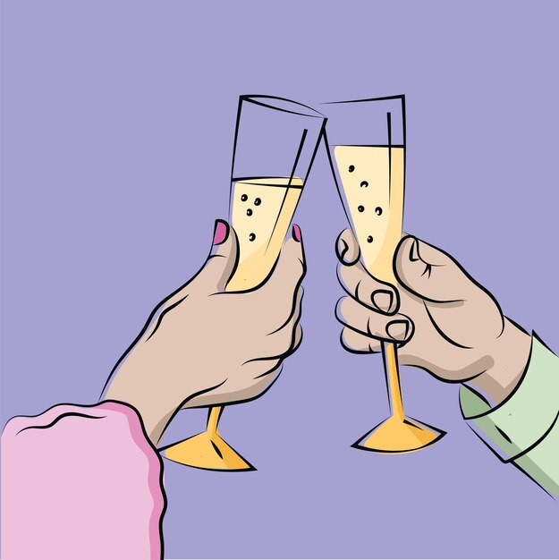 Ilustração de champanhe para brinde de aniversário