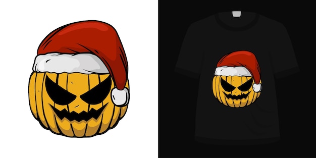 Vetor ilustração de chapéu de papai noel abóbora para design de t-shirt