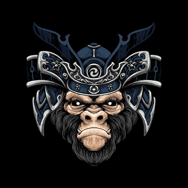 Ilustração de chapéu de samurai de macaco