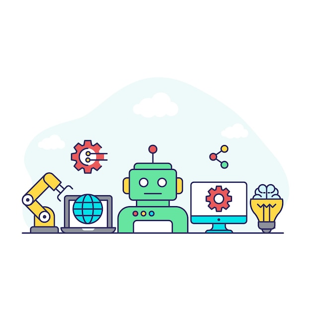 Ilustração de chatbot em design plano