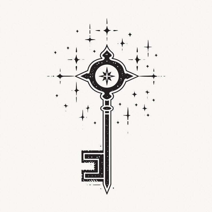 Vetor ilustração de chave celestial vintage