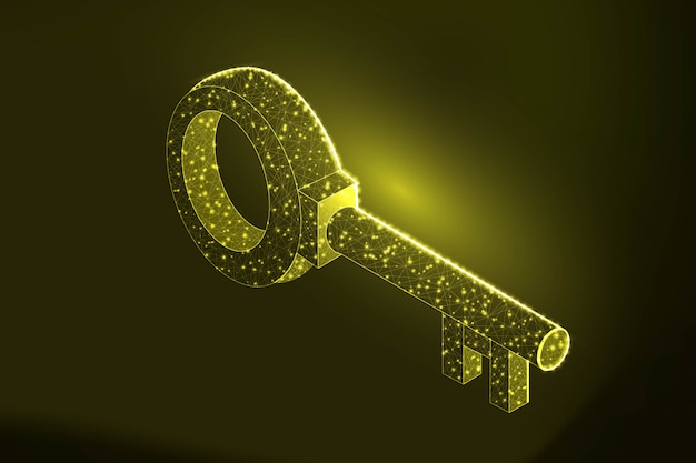 Vetor ilustração de chave poli baixa dourada