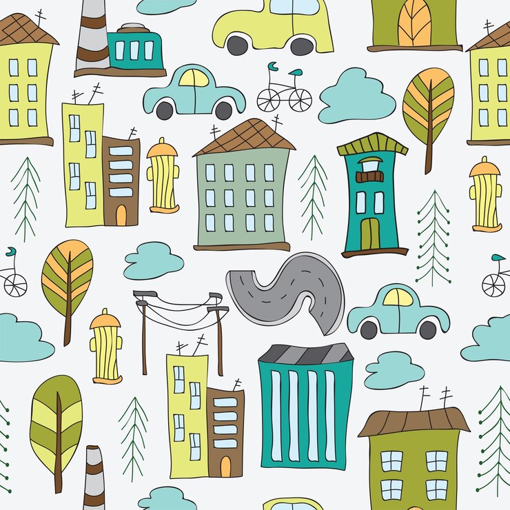 Vetor ilustração de cidade perfeita - padrão com casas