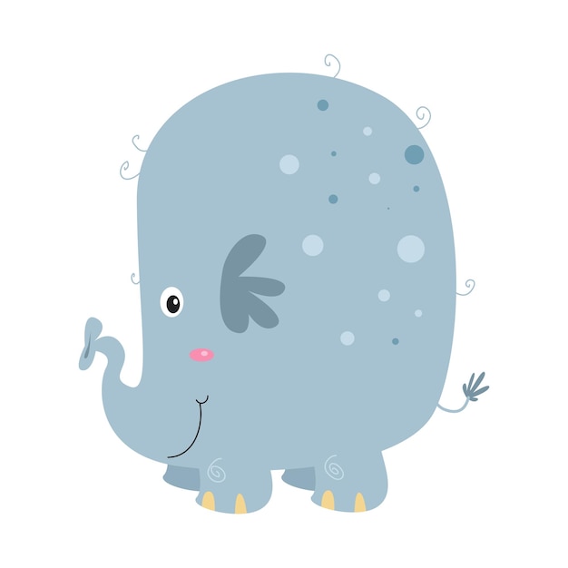 Ilustração de clip-art de personagem de desenho animado de elefante fofo para crianças