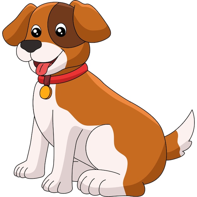 Vetor ilustração de clipart colorida de desenho animado de cachorro