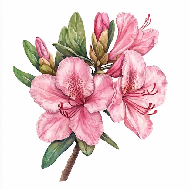 Ilustração de clipart de aquarela de azalea