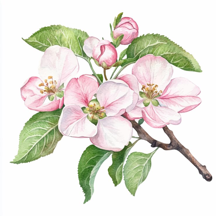 Vetor ilustração de clipart de aquarela de flor de maçã